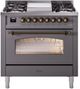 Ilve® Nostalgie II Series 36" Graphite Matte Pro Style Dual Fuel Range-0