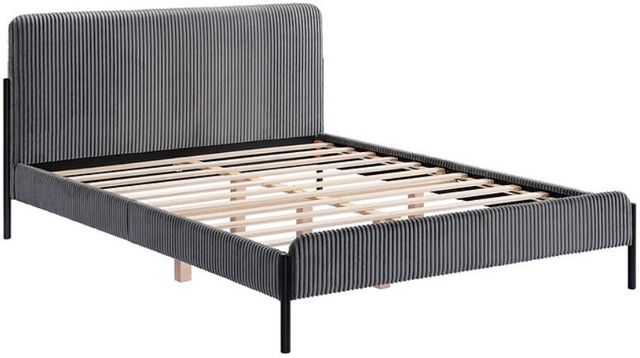 IFDC Gray Youth Double Upholstered Platform Bed-0