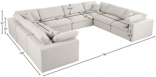 Meridian Furniture Serene 8-Piece Cream 158" Modular Sectional-2