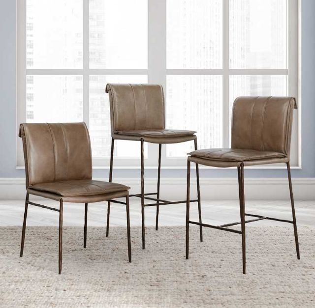 Classic Home Mayer Adobe Tan/Bronze 26" Leather Counter Stool-1