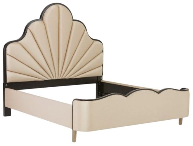 Michael Amini® Malibu Crest Beige/Dark Espresso Eastern King Upholstered Panel Bed-1