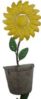A & B Home Green/Yellow Iron Sunflower Garden Stake with Pot-1