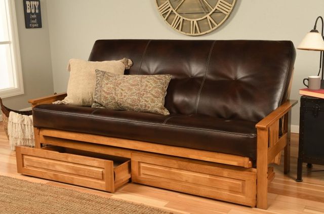 Kodiak Furniture Monterey Oregon Trail Java/Butternut Full Storage Futon with Mattress-1