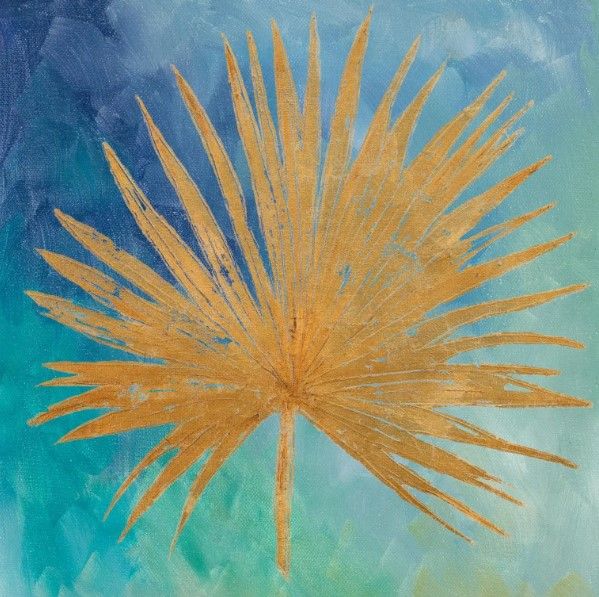 Classy Art Teal Gold Leaf Palm I by Patricia Pinto Wall Art-0