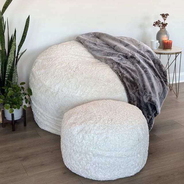CordaRoy's® Original White Faux Fur Queen Bean Bag Chair-3