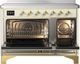 Ilve® Majestic III 48" Antique White Pro Style Induction Range with 6 Elements and Brass Trim-1