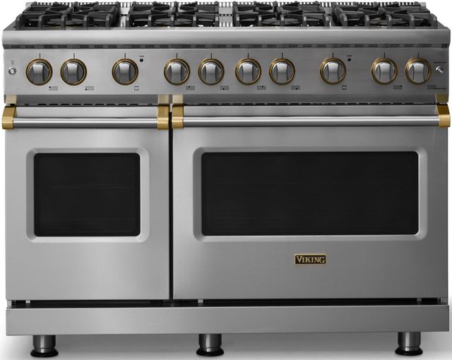 Viking® 5 Series 48" Stainless Steel Pro Style Gas (LP) Range with Brushed Brass Trim-0