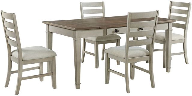 Elements International Farmington 5-Piece Light Beige/Medium Brown/Washed Stone Dining Set-0