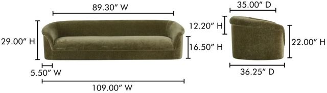 Moe's Home Collection Thora Dark Green Sofa-2