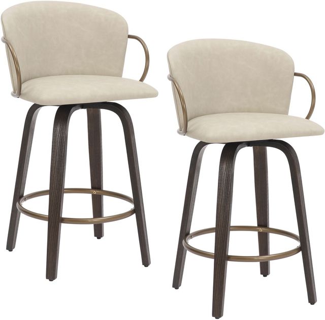Worldwide Homefurnishings Inc. Lawson 2-Piece Aged Gold/Brown/Ivory Swivel Counter Stool Set-0