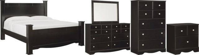 Signature Design by Ashley® Mirlotown 5-Piece Almost Black King Poster Bed Set-0