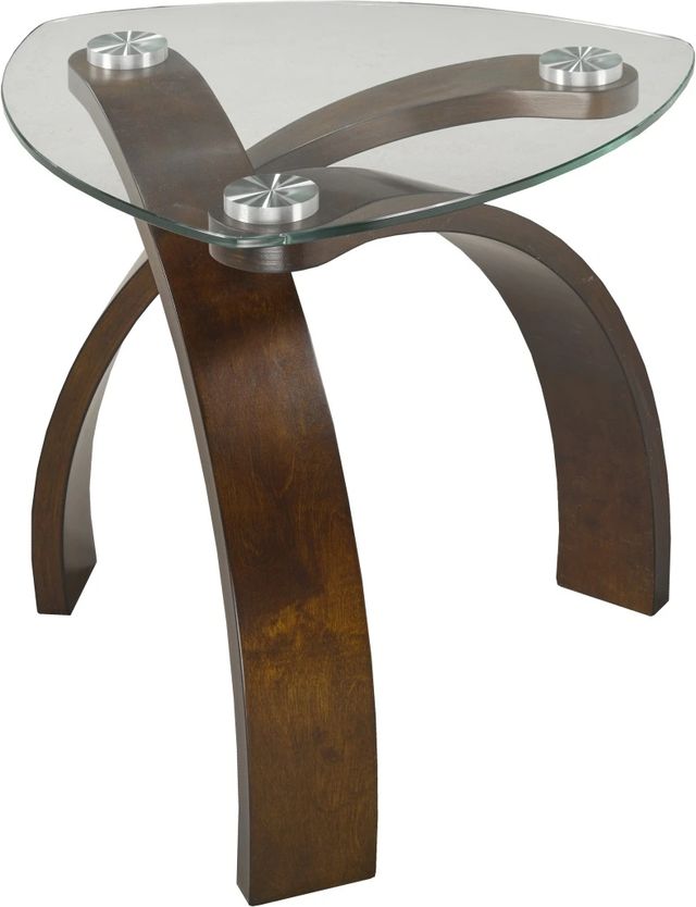 Brassex Inc. Teagan Glass Top End Table with Dark Walnut Base-0