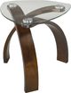 Brassex Inc. Teagan Glass Top End Table with Dark Walnut Base-0