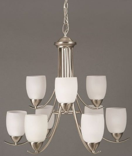 YHD Mirror Lake Brush Nickle/White 9-Lights Chandelier-3