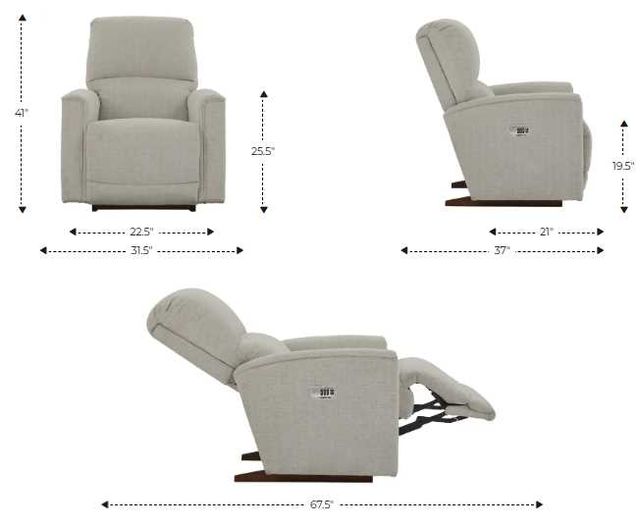 La-Z-Boy® Cade Oyster Leather Power Rocking Recliner with Headrest-2