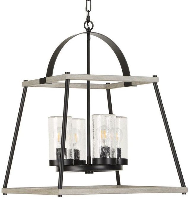 Uttermost® Edgecomb Faux Beechwood/Matte Black 4-Light Indoor-Outdoor Pendant-3