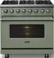 Viking® 5 Series 36" Eucalyptus Pro Style Dual Fuel (NG) Range with Polished Chrome Trim-2