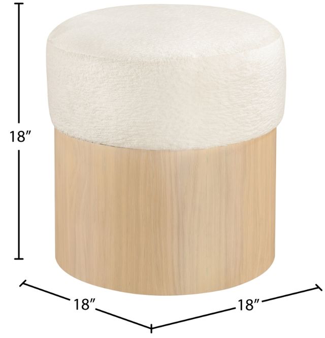 Meridian Furniture Nimes Cream/Natural Velour Fur Ottoman-3