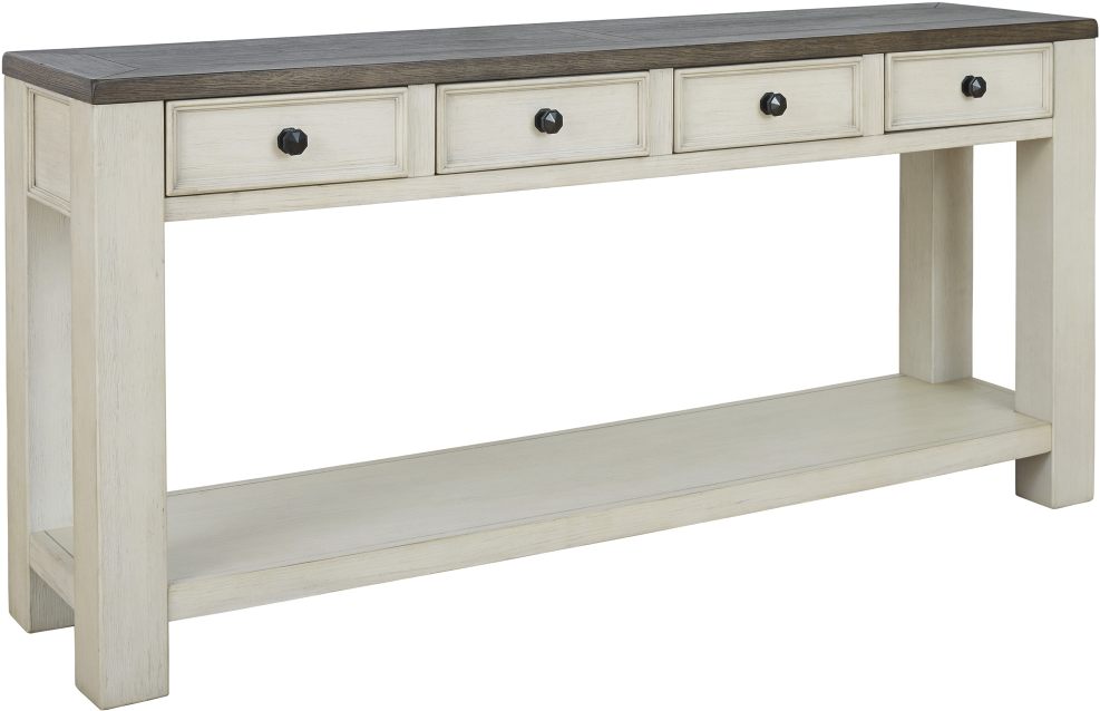 Signature Design by Ashley Bolanburg Weathered Gray Sofa Table with Antique White Base Farnham s Furniture Galleries Casper Wyoming
