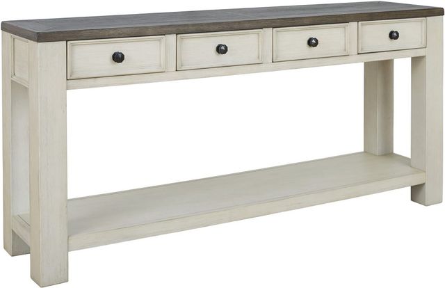 Signature Design by Ashley® Bolanburg Weathered Gray Sofa Table with Antique White Base-0