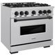 ZLINE Classic Series Autograph Edition 36" Stainless Steel Pro Style Gas Range with Matte Black Accents-1