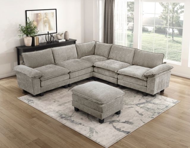 Homelegance® Dublin 6-Piece Dark Pewter Modular Sectional with Ottoman-1
