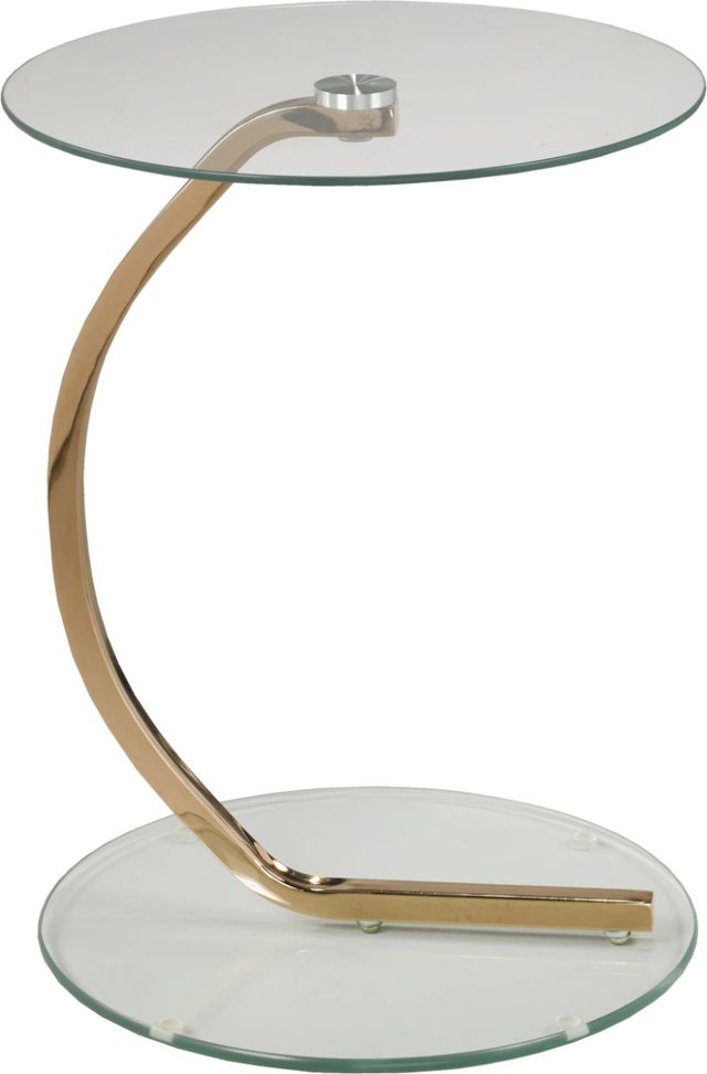 Brassex Inc. Glass Top Accent Table with Rose Gold Base-0