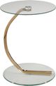 Brassex Inc. Glass Top Accent Table with Rose Gold Base-0