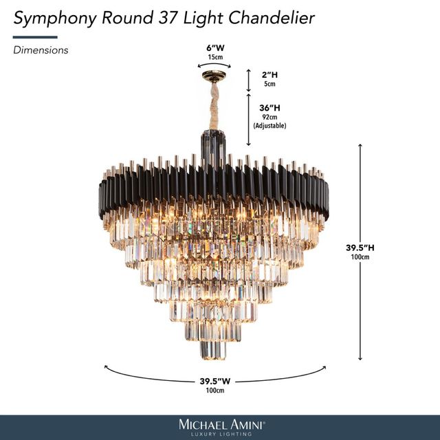 Michael Amini® Symphony Black/Gold 37-Light Round Chandelier-2