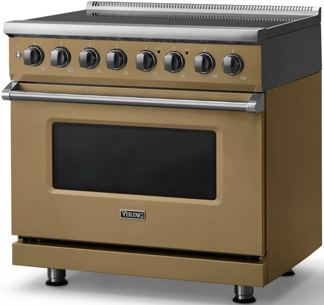 Viking® 5 Series 36" Golden Hour Pro Style Induction Range with Polished Chrome Trim-2