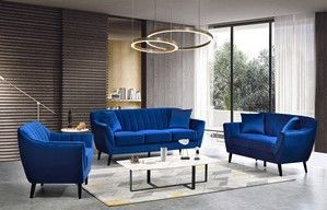 Mazin Furniture Odette Blue Velvet Loveseat-2