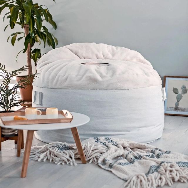 CordaRoy's® Nest Cream Bunny Fur Full Adult Bean Bag Chair-3