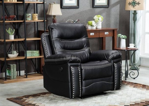 Milton Greens Stars Black PU Power Recliner Chair-2