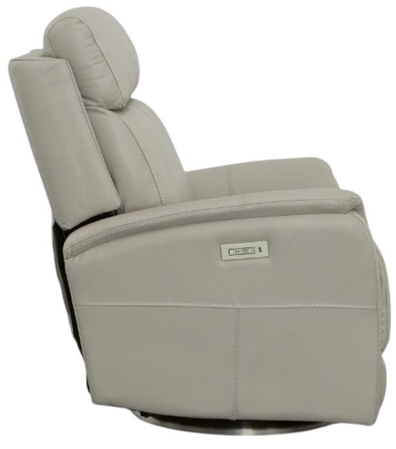 Flexsteel® View Light Gray Swivel Power Recliner with Power Headrest and Lumbar-3