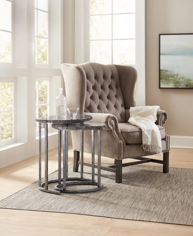 Hooker® Furniture Melange 2-Piece Gray Nesting Table with Black Gunmetal Frame-1