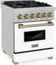 ZLINE Autograph Edition Legacy 24" Satin Stainless Steel Pro-Style Dual Fuel Range with Electric Convection Oven and White Matte Door-1