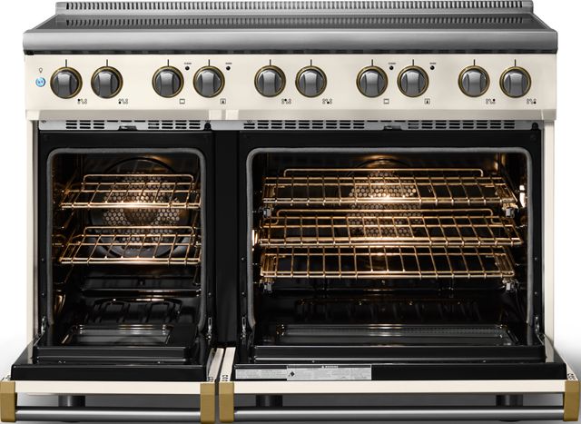 Viking® 5 Series 48" Pure White Pro Style Induction Range with Brushed Brass Trim-1