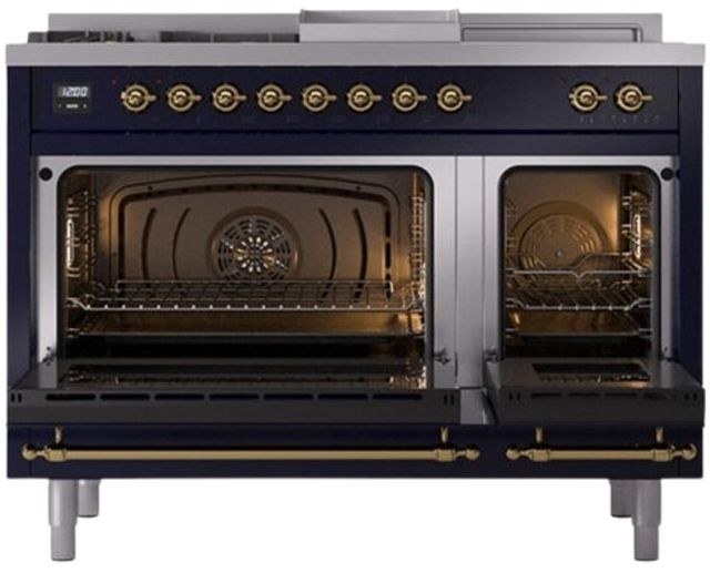Ilve® Nostalgie II Series 48" Midnight Blue Pro Style Dual Fuel Range-1