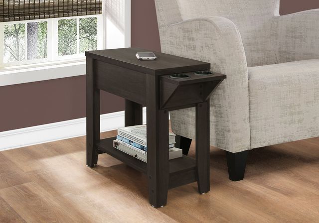 Monarch Specialties Inc. Espresso 23"H Accent Table with a Glass Holder-2