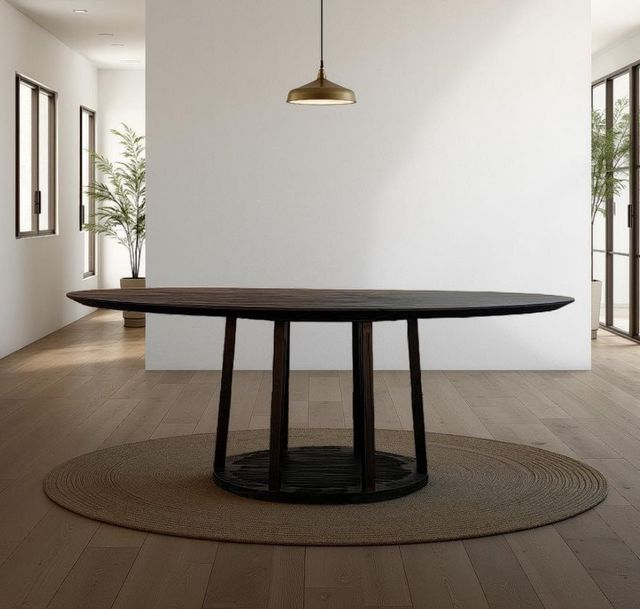Nest Home Collections Ava Matte Black 78" Oval Dining Table-1
