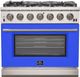 FORNO® Capriasca 36" Stainless Steel Pro Style Gas Range with Blue Door-0