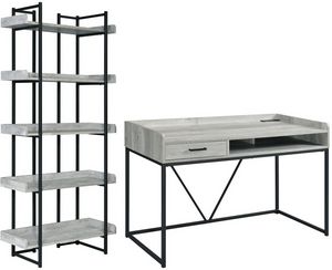 Elements International Preston 2-Piece Black/Grey Home Office Set