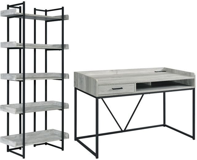 Elements International Preston 2-Piece Black/Grey Home Office Set-0