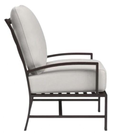Sunset West La Jolla Espresso Aluminum Outdoor Club Chair with Canvas Flax Cushion-1