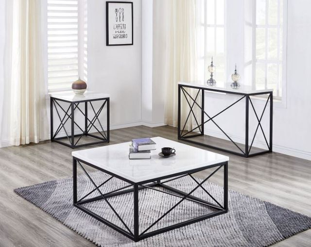 Steve Silver Co. Skyler 3-Piece White Occasional Table with Black Base Set-1