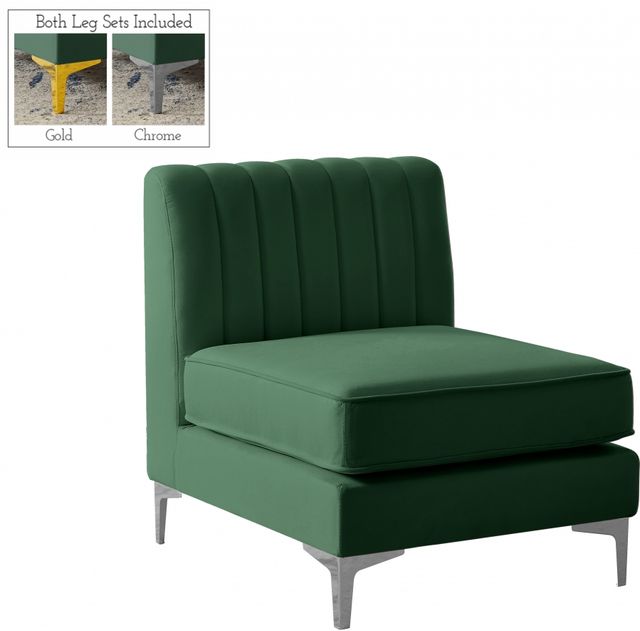Meridian Furniture Alina Green Velvet Armless Chair-1