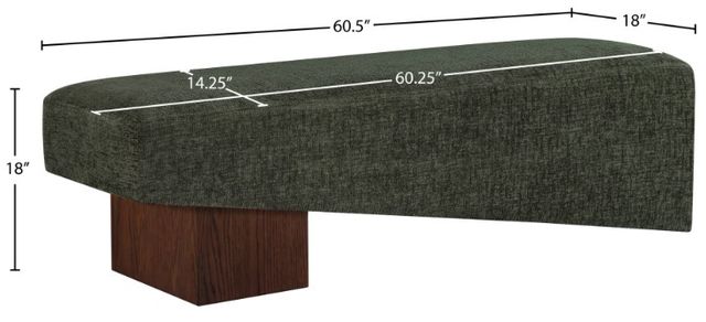 Meridian Furniture Alora Green/Walnut Upholstered Bench-2