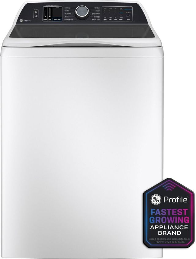 GE Profile™ 5.3 Cu. Ft. White Agitator Top Load Washer with Smarter Wash Technology-1