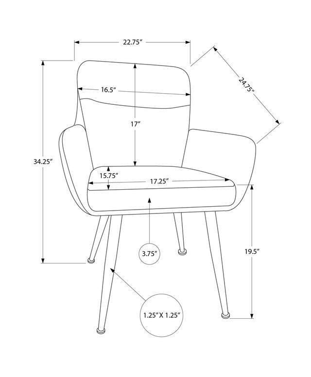 Monarch Specialties Inc. 2-Piece Grey 34" Faux Leather Dining Chair Set with Arms-2