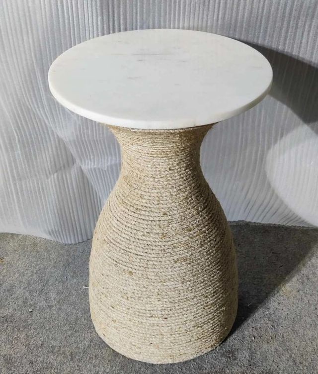 Crestview Collection Key Largo White Accent Table with Tan Base-1